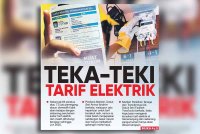 Laporan muka depan Sinar Harian pada Sabtu berhubung tarif elektrik.