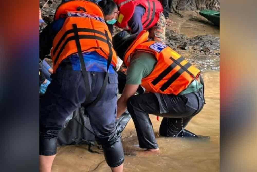 Lelaki warga emas yang hilang selepas jatuh daripada perahu di Sungai Benatu, Punan Bah, Belaga ketika dalam perjalanan mencari durian di kebun Isnin lepas, ditemukan lemas. Foto JBPM