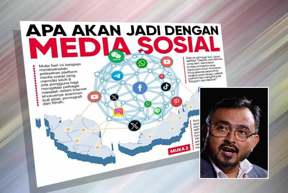 Laporan Sinar Harian pada Rabu mengenai penguatkuasaan peraturan mewajibkan lesen bagi semua pengendali media sosial dan permesejan internet bermula 1 Januari. Gambar kecil: Norsyahrin Hamidon