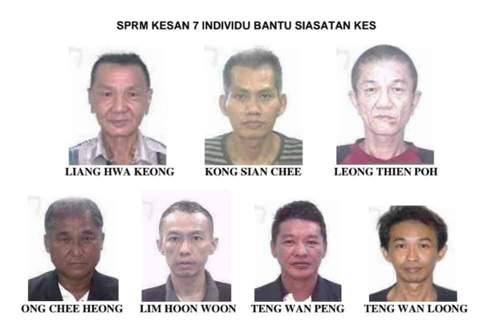 Tujuh individu dikesan Bahagian Siasatan SPRM bagi membantu kes di bawah kesalahan Seksyen 18 Akta Suruhanjaya Pencegahan Rasuah Malaysia 2009. Foto SPRM.