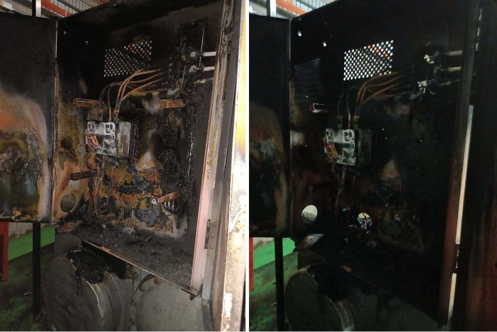 Kotak suis di stesen LRT KLCC terbakar dalam kejadian pada Khamis. Foto JBPM KL