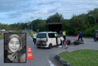 Keadaan di lokasi nahas yang meragut nyawa Nur Hazurah dalam kejadian di Jalan Dato Onn, Bandar Penawar, Kota Tinggi pada Rabu. (Gambar kecil: Nur Hazurah)