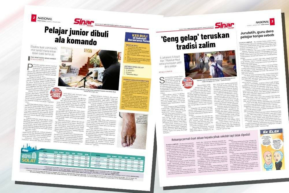 Pendedahan eksklusif Sinar Harian pada Khamis berhubung kes buli dan denda yang keterlaluan dihadapi pelajar junior sebuah sekolah berasrama penuh di Kuala Lumpur.