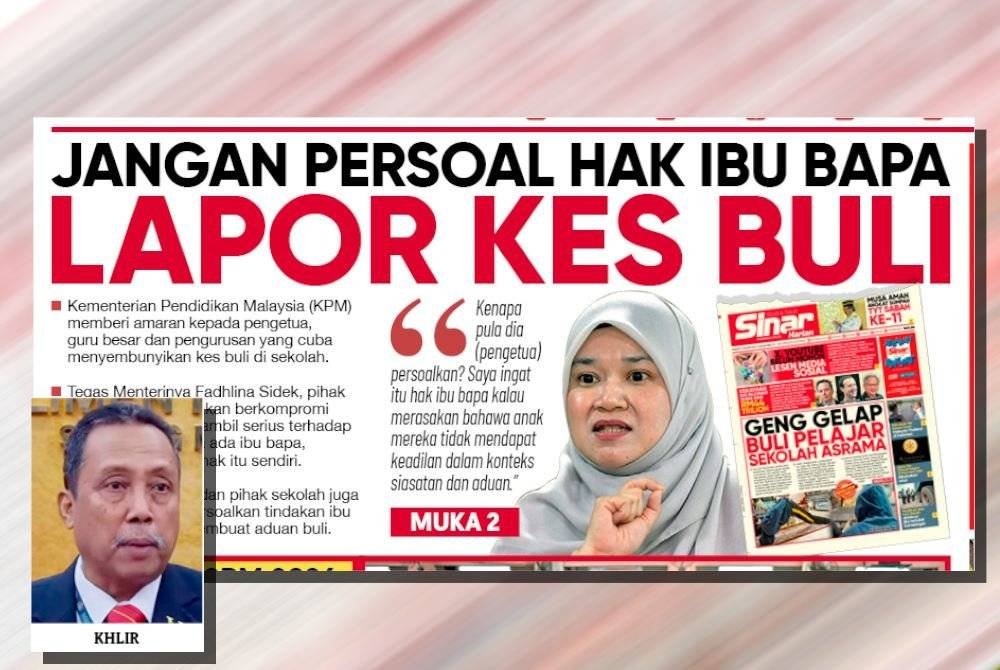 Laporan muka depan Sinar Harian pada Jumaat.