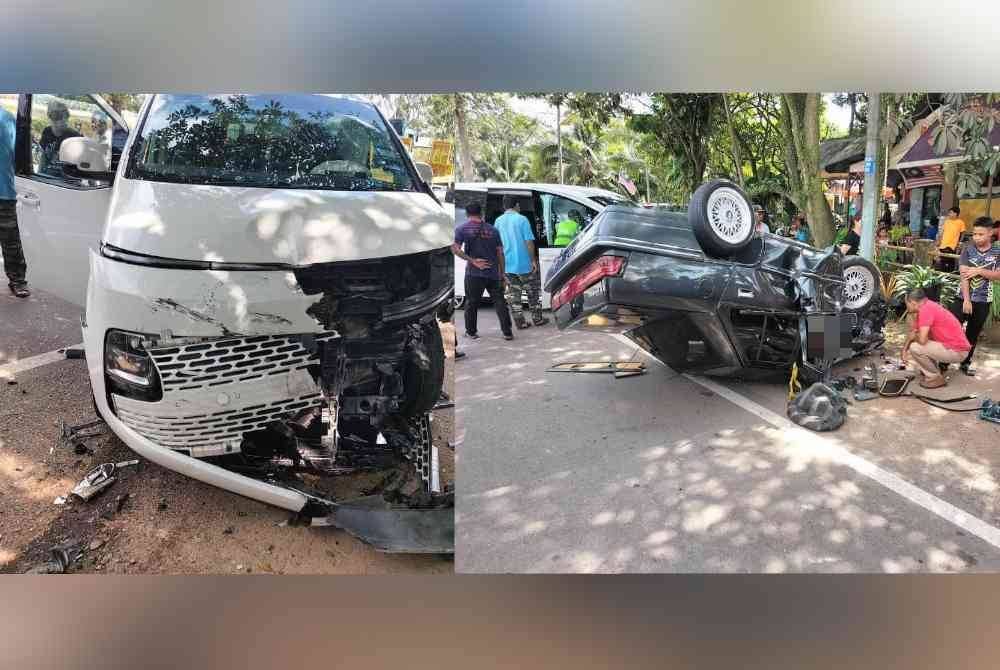 Keadaan kedua-dua kenderaan yang terlibat kemalangan berkenaan. Foto Ihsan IPD Kluang