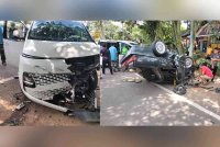 Keadaan kedua-dua kenderaan yang terlibat kemalangan berkenaan. Foto Ihsan IPD Kluang