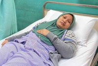 Nurul Huda ketika menjalani rawatan radioterapi di Hospital Kuala Lumpur. Foto ihsan Nurul Huda