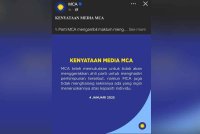 Tangkap layar kenyataan MCA menerusi hantaran di Facebook pada Sabtu.