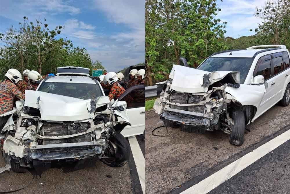 Seorang warga emas maut selepas SUV dipandunya terbabas di KM 171.0 Lebuhraya Utara-Selatan (PLUS) arah utara pada Sabtu. Foto BBP Tangkak