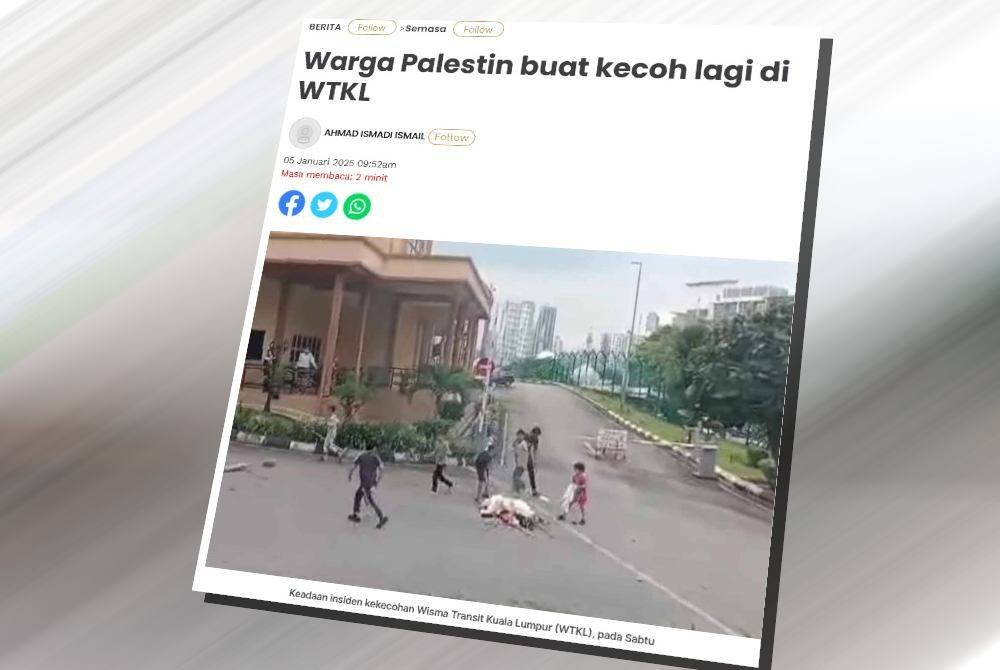 Laporan Sinar Harian mengenai insiden kekecohan melibatkan warga Palestin yang berlaku di WTKL petang Sabtu.