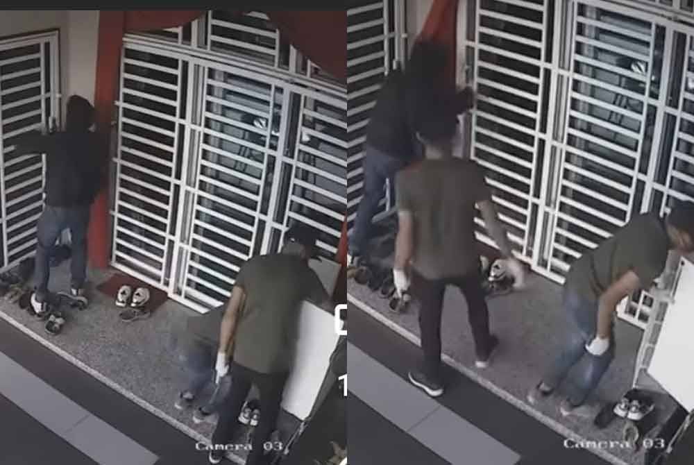 Tangkap layar video tular memaparkan kejadian pecah masuk rumah di Taman Temiang Utama Muar.