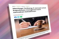 Laporan Sinar Harian berhubung keputusan mengenai merit semakan kehakiman terhadap pengarah dan penerbit filem Mentega Terbang.