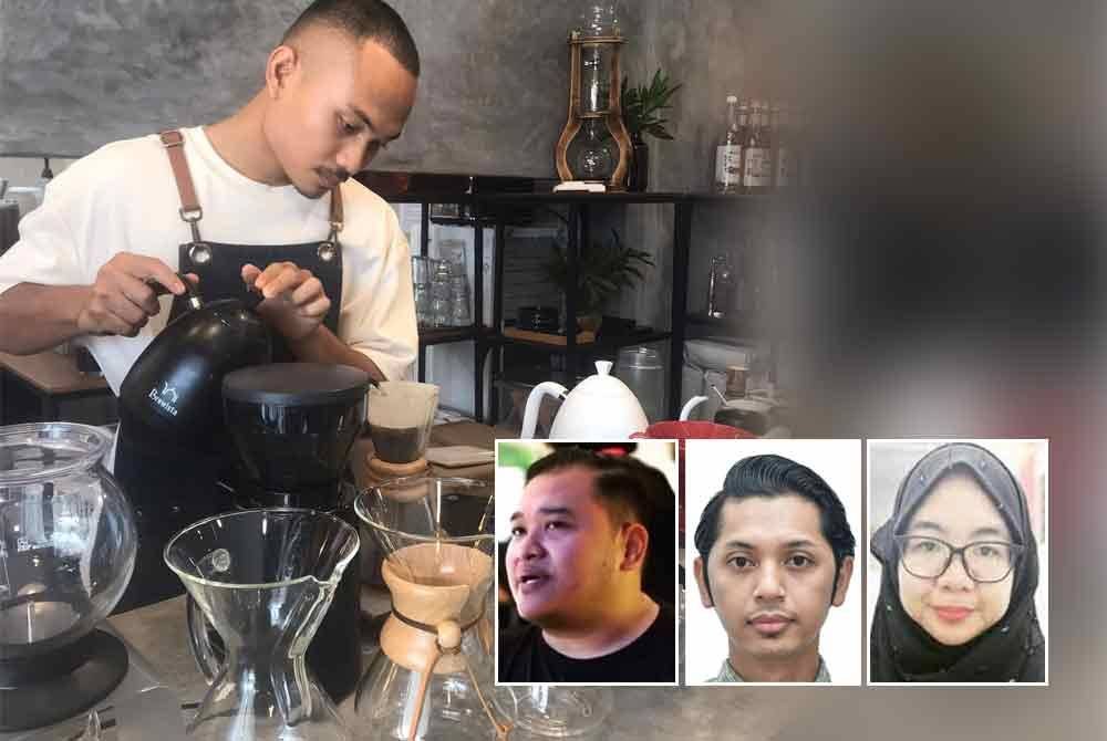 Peningkatan kos bahan mentah terutamanya biji kopi serta faktor lain memberi impak kepada industri makanan dan minuman secara keseluruhan. Gambar kecil dari kiri: Mohd Hafis, Zahid, Nur Asyikin