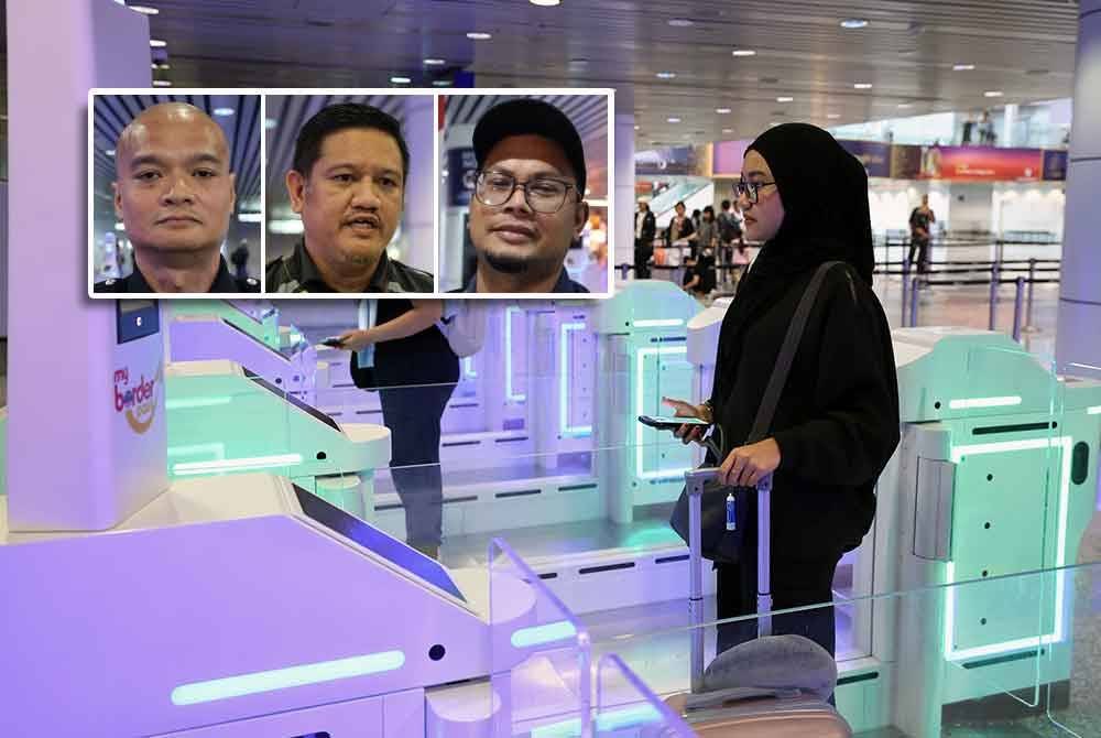 Warganegara Malaysia diberi kemudahan autogate yang ditambah baik dengan sistem kod QR di KLIA Terminal 1 - Foto: Bernama (Gambar kecil: Amirul Ariffin, Abd Hasman, dan Ahmad Anuar)