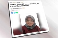 Nurul Fateha Nabila yang dilaporkan hilang sejak 29 Disember lalu telah ditemui selamat.