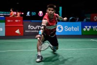 Jun Hao kalah kepada pemain China dalam saingan awal Terbuka Malaysia di Axiata Arena, Bukit Jalil pada Selasa. Foto Bernama