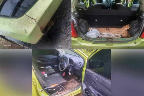 Keadaan kereta yang kotor dan rosak ketika dipulangkan penyewa. Foto Facebook Salvisteh