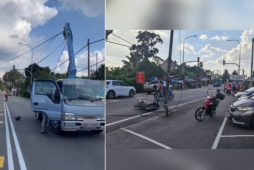 Kren tersangkut mengakibatkan kabel terjatuh dan terkena mangsa.