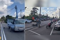 Kren tersangkut mengakibatkan kabel elektrik terjatuh dan terkena mangsa.