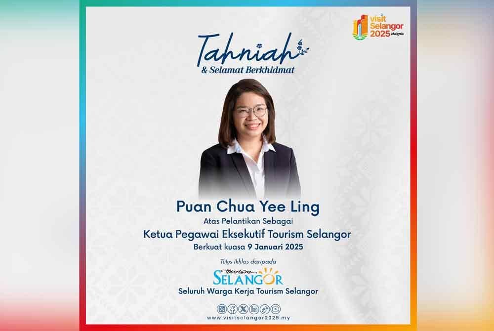 Yee Ling dilantik menjadi CEO Tourism Selangor Sdn Bhd yang baharu.