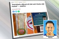 Laporan Sinar Harian mengenai Jakim yang mengesahkan &#039;sandwic ham & cheese&#039; dijual di kedai serbaneka di Universiti Malaya (UM) tidak mempunyai Sijil Pengesahan Halal Malaysia (SPHM). 