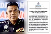 Wan Mohd Zahari (kiri). Kenyataan media daripada IPD Kuantan berhubung kutipan derma menggunakan nama persatuan pesara polis. Foto FB Polis Kuantan.