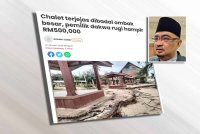 Keratan Sinar Harian mengenai chalet terjejas akibat ombak besar. - Gambar kecil: Mohamed Fadzli