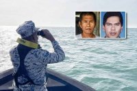 Penguat kuasa Maritim Malaysia mengaktifkan operasi SAR selepas dua nelayan dilaporkan hilang di perairan Pulau Undan pada petang Khamis. Gambar kecil: Muarep (kiri), Rosenizam.