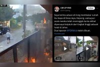 Lip Eng memuat naik hantaran di X berhubung kejadian khianat membakar rumah dipercayai dilakukan along di Desa Jaya, Kepong, Kuala Lumpur pada Sabtu. (Gambar kanan, tangkap layar CCTV memaparkan seorang individu bertindak membakar rumah terbabit.)