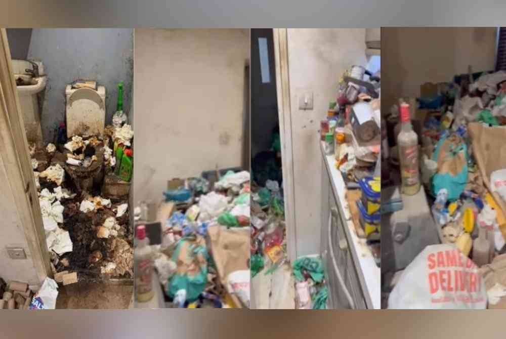 Rumah sewa dipenuhi sampah, 200 botol air kencing dan beg najis