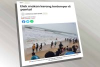 Laporan Sinar Harian berkaitan kerang terdampar di pantai Terengganu