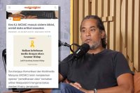 (Kanan) Tangkap layar portal berita Malaysiakini mengenai operasi ‘pemeliharaan data&#039; oleh polis dan SKMM. (Kiri) KJ ketika podcast Keluar Sekejap pada Jumaat.