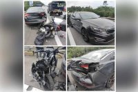 Penunggang motosikal maut selepas melanggar sebuah kereta yang berhenti di lorong kecemasan akibat tayar pancit di KM237.9 Lebuhraya PLUS arah utara pada Rabu.