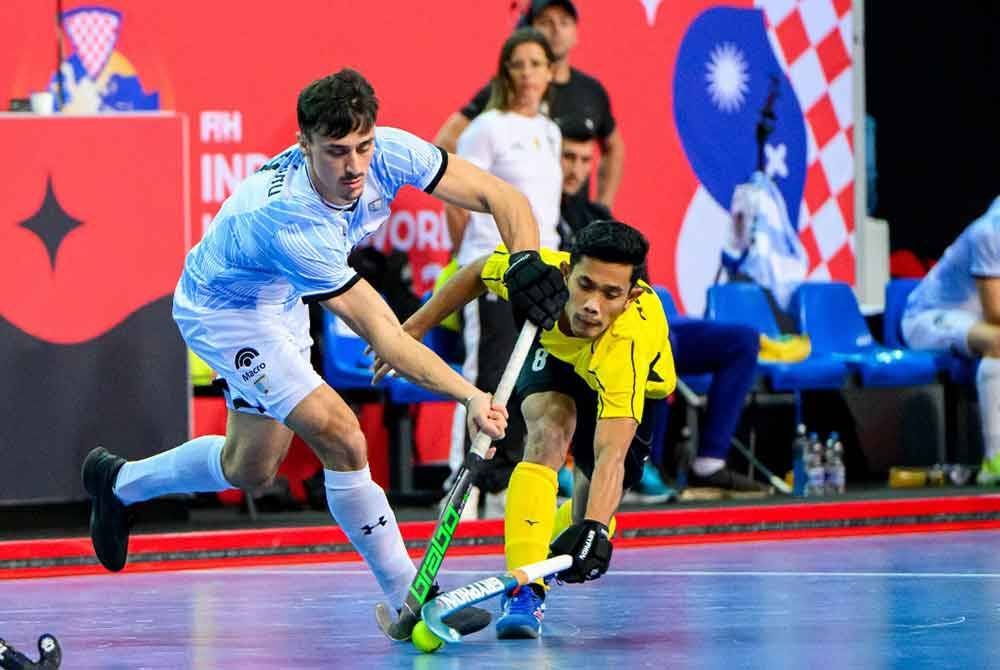 Aksi Malaysia menentang Argentina bagi tempat ke-11 hingga ke-12 Kejohanan Piala Dunia 2025. Foto: FIH World of Sport