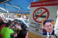 Orang awam yang jumpa penghisap rokok di kawasan tidak dibenarkan termasuk restoran, kini mereka boleh ambil gambar dan rekod video kemudian lapor kepada pejabat kesihatan daerah. (gambar hiasan). Gambar kecil: Ling Tian Soon