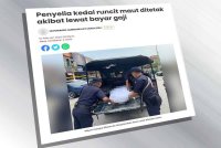 Laporan Sinar Harian pada Jumaat mengenai kes penyelia kedai runcit maut ditetak.