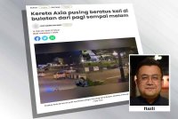 Laporan Sinar Harian berkaitan kereta Axia pusing beratus kali di bulatan