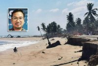 Keadaan terkini kawasan hakisan di Pantai Batu Rakit, Kuala Nerus yang menunjukkan pengumpulan pasir, secara tidak langsung membentuk kawasan daratan di pantai berkenaan. (Gambar kecil: Effi Helmy)