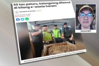 Laporan Sinar Harian mengenai penemuan 50 tan peluru dan kelongsong ditemui di kilang e-waste haram di Telok Panglima Garang.