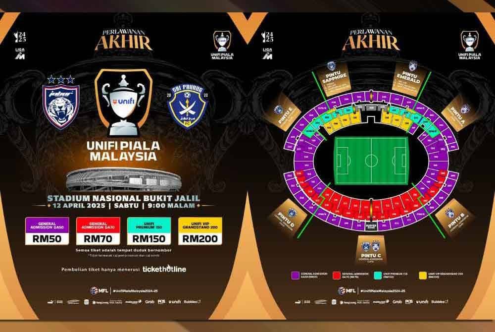 Harga tiket final Piala Malaysia 2024-2025 kekal