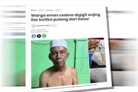 Laporan Sinar Harian berhubung insiden warga emas cedera digigit anjing liar ketika pulang dari bazar